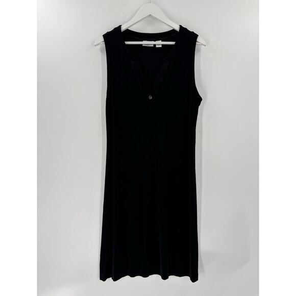 Chico's Dresses & Skirts - Chicos Vintage Dress Womens XL Black Sleeveless Midi V Neck Pullover Stretchy